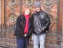 Wallyce and Christian grin in front of a gorgeous door at the Budapest Cathedral Chris and Mariellyn stop for a moment between 2 lovely ladies...