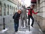 Wallyce and Nathalie and the Hat Man, a local Bratislava sculpture